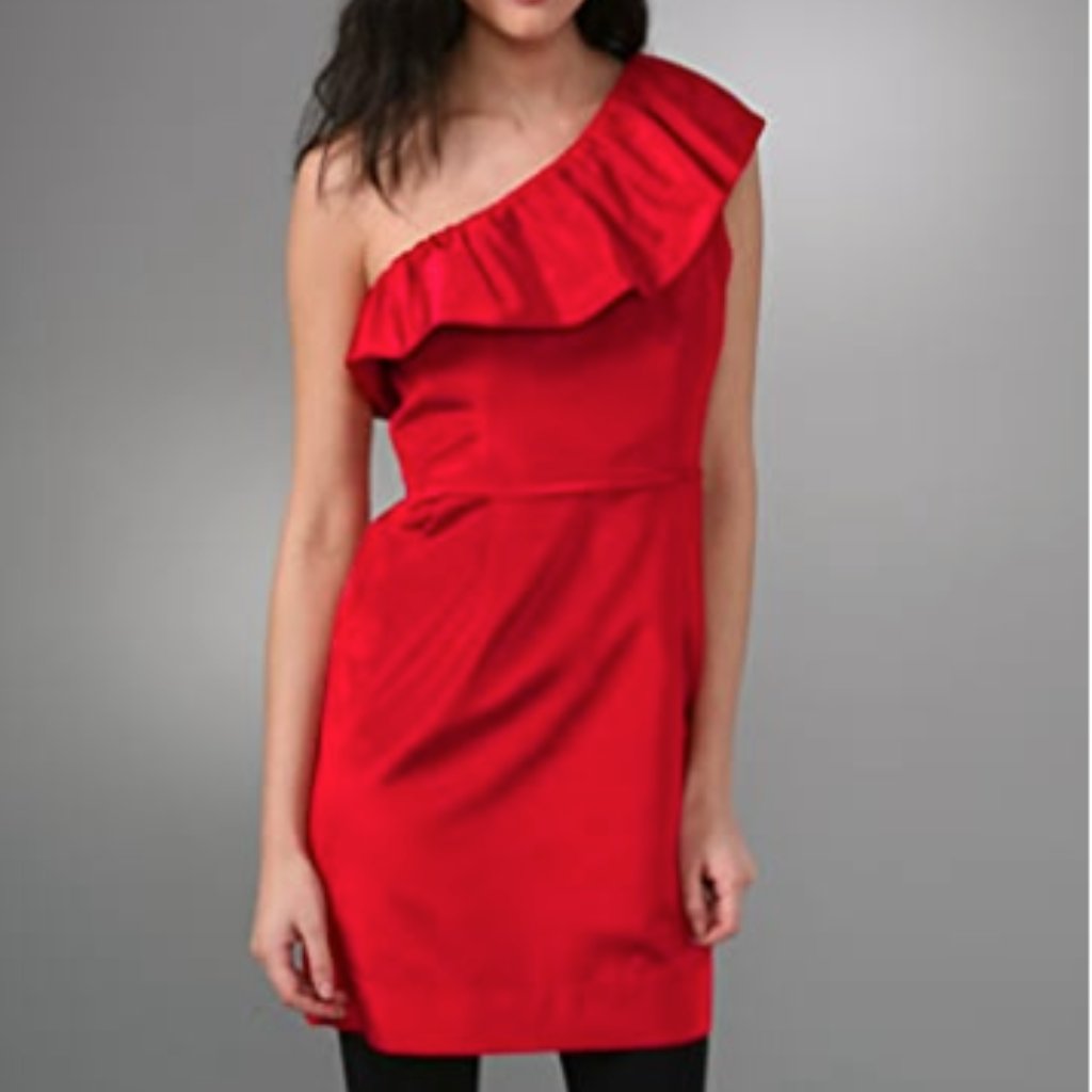 Shoshanna Red One Shoulder Dress